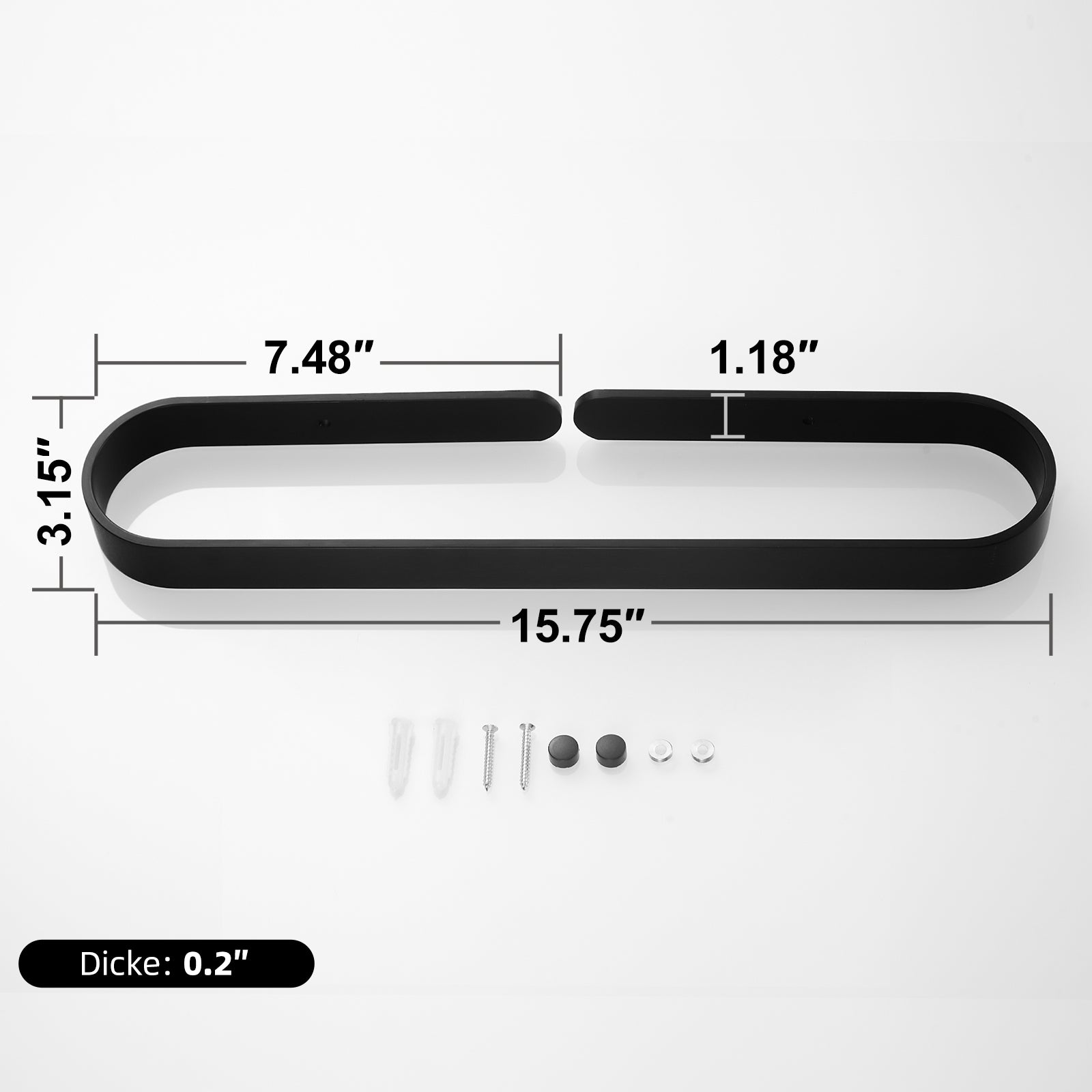 Gluon Wall Mounted Square Semi-Enclosed/Closed Towel Ring KCAM02B_6