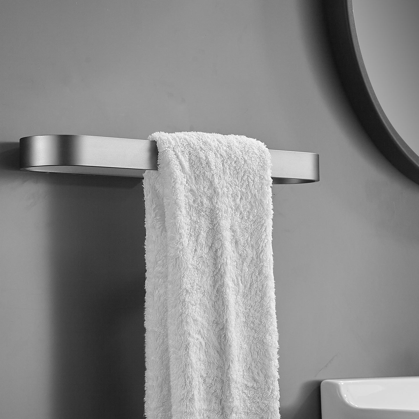 Gluon Wall Mounted Square Semi-Enclosed/Closed Towel Ring Closed Grey KCAM02N_1