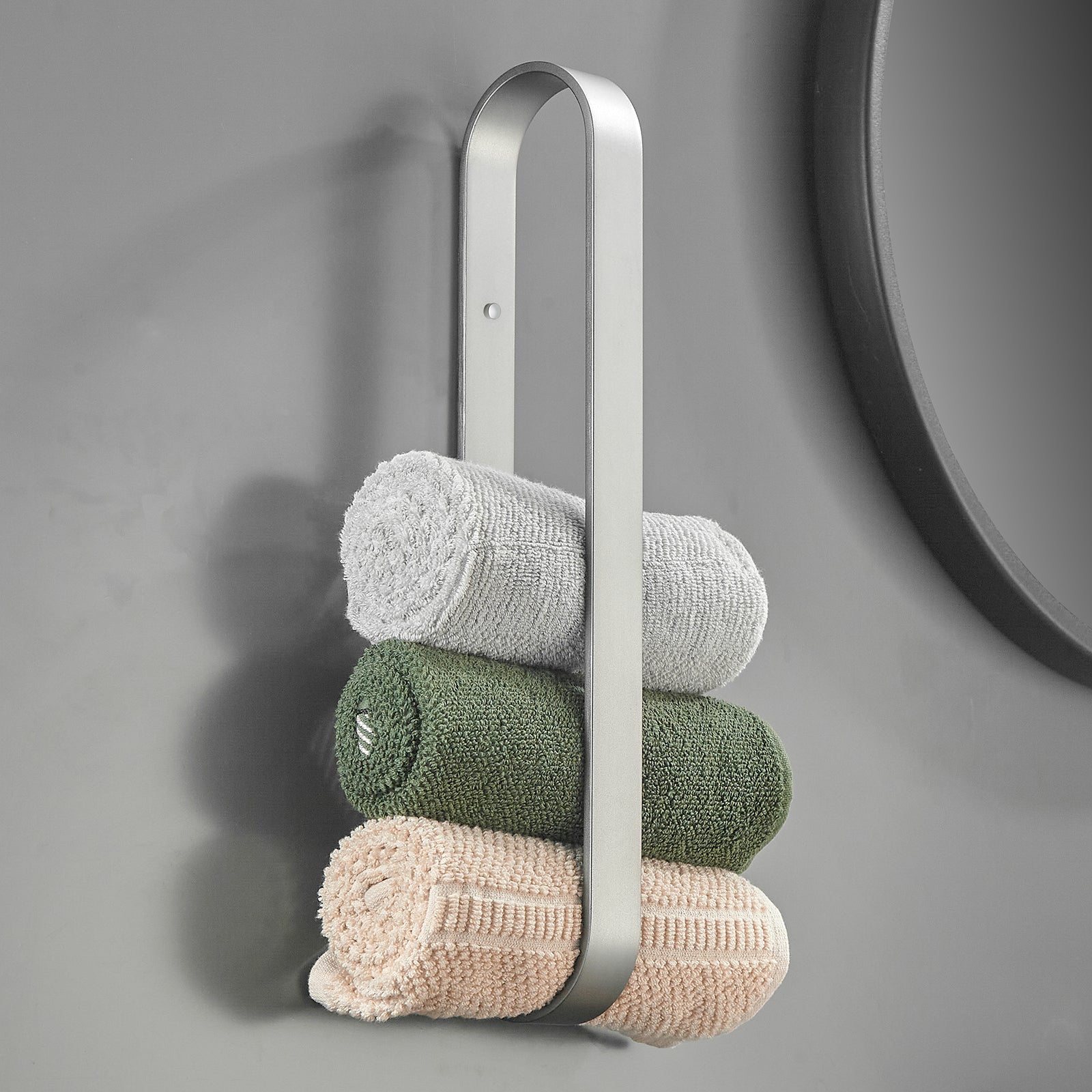 Gluon Wall Mounted Square Semi-Enclosed/Closed Towel Ring KCAM02N_4