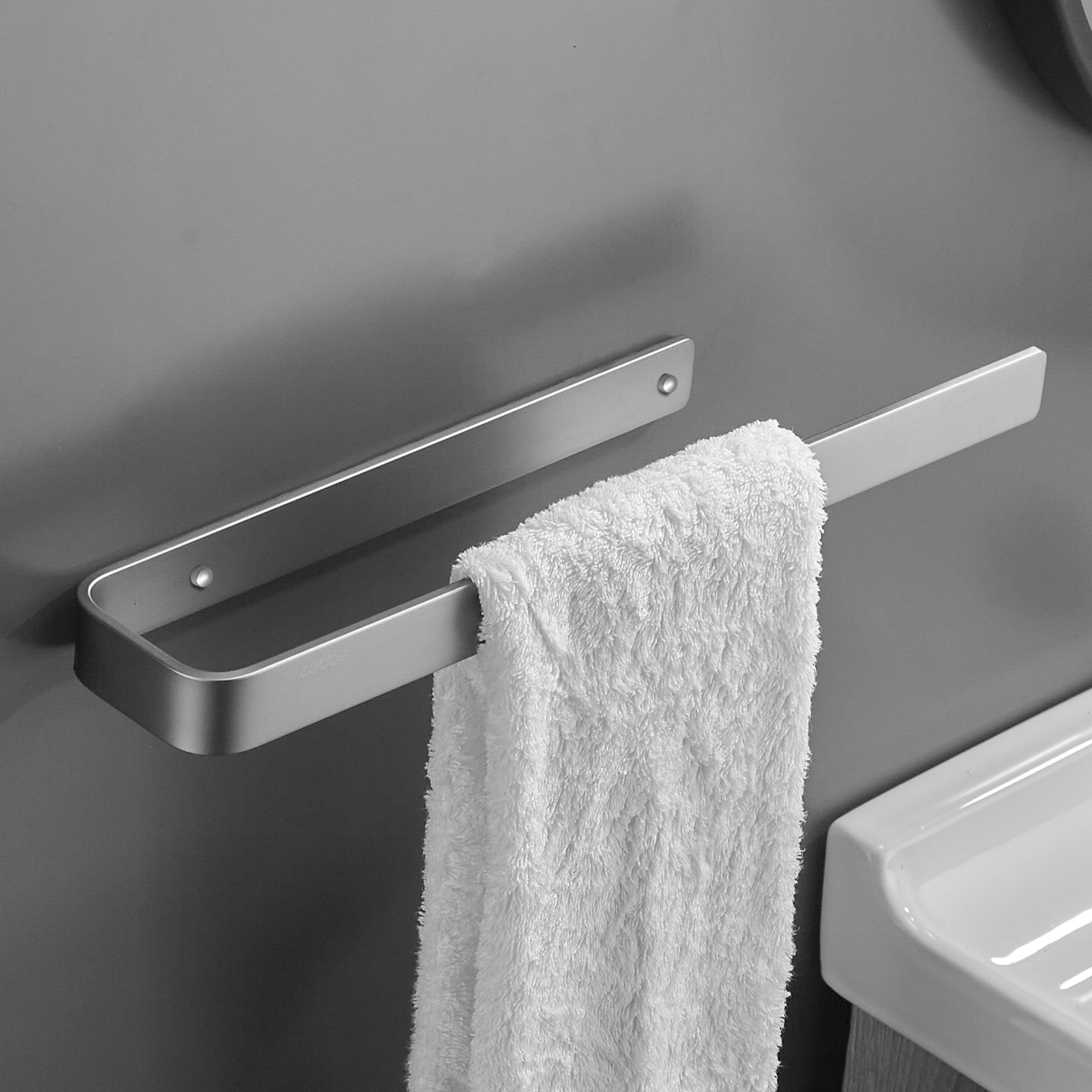 Gluon Wall Mounted Square Semi-Enclosed/Closed Towel Ring KCAM03N_2