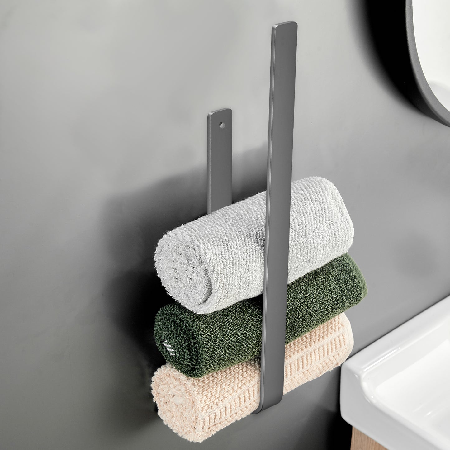 Gluon Wall Mounted Square Semi-Enclosed/Closed Towel Ring KCAM03N_9