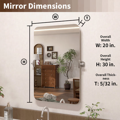 Angulus 20 in. W x 30 in. H Rectangular Frameless Tilt Wall Mount Bathroom Vanity Mirror KH2030-BN-03