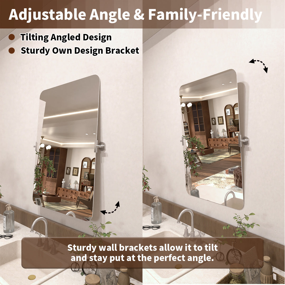 Angulus 20 in. W x 30 in. H Rectangular Frameless Tilt Wall Mount Bathroom Vanity Mirror KH2030-BN-07