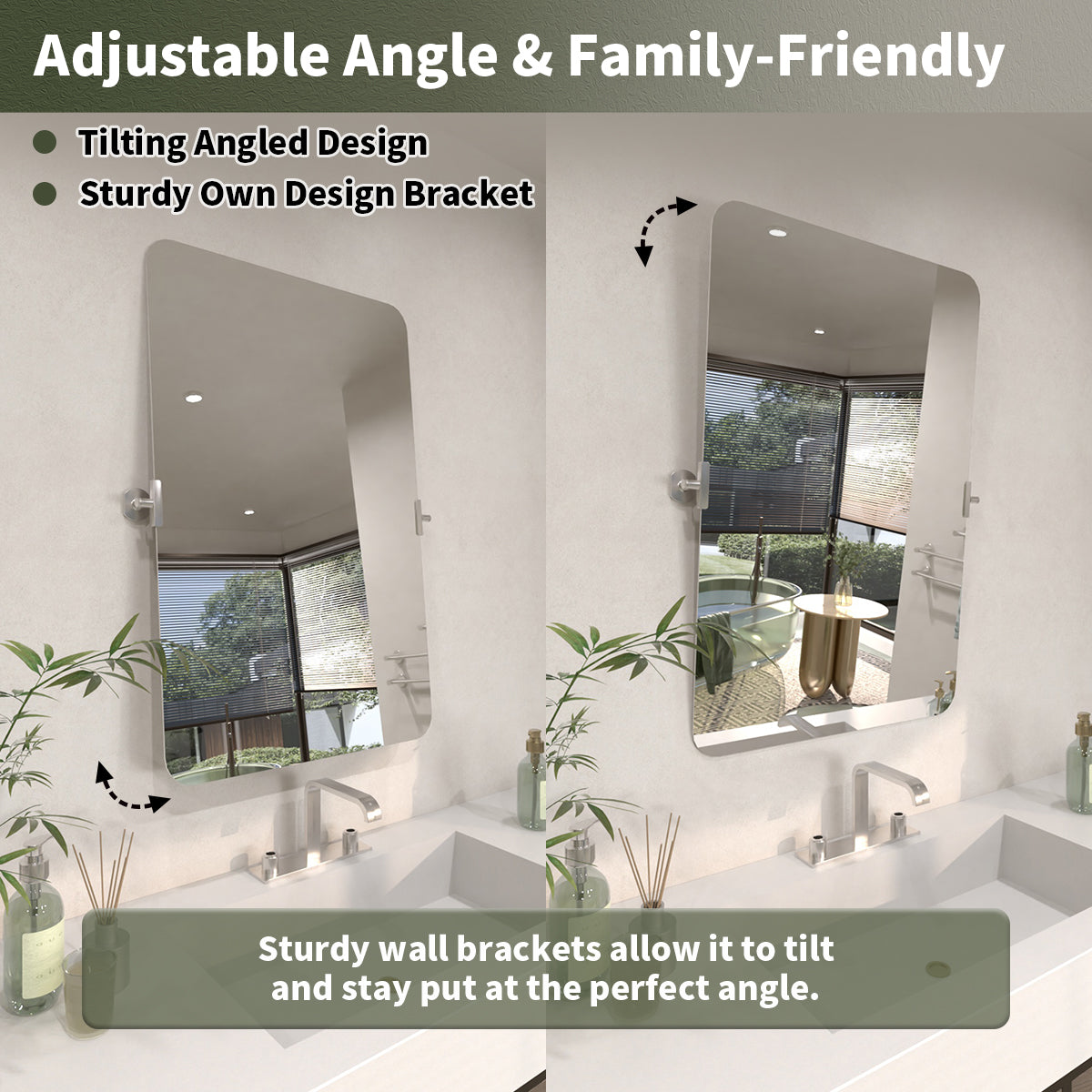 TaiMei 20 in. H x 30 in. W Rectangular Frameless Tilt Wall Mount Bathroom Vanity Mirror KH2030-BN-07_112cfb32-80bd-4cc1-810d-f1ed24bb7148