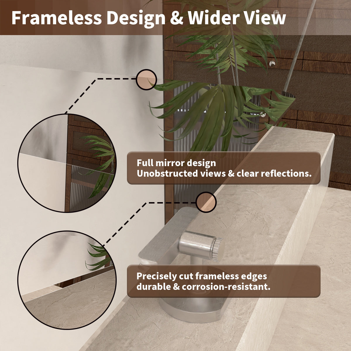 Angulus 20 in. W x 30 in. H Rectangular Frameless Tilt Wall Mount Bathroom Vanity Mirror KH2030-BN-09