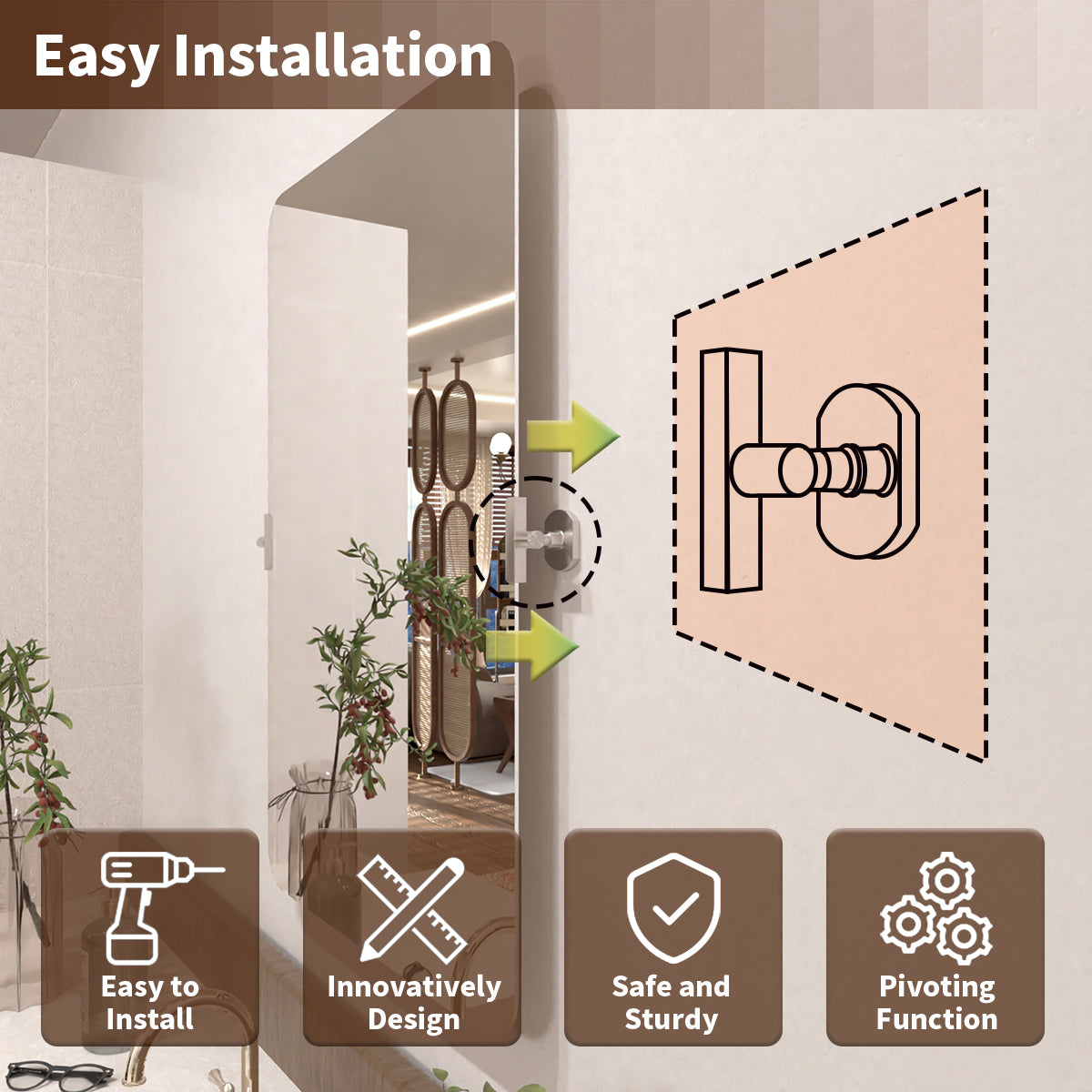 Angulus 20 in. W x 30 in. H Rectangular Frameless Tilt Wall Mount Bathroom Vanity Mirror KH2030-BN-11
