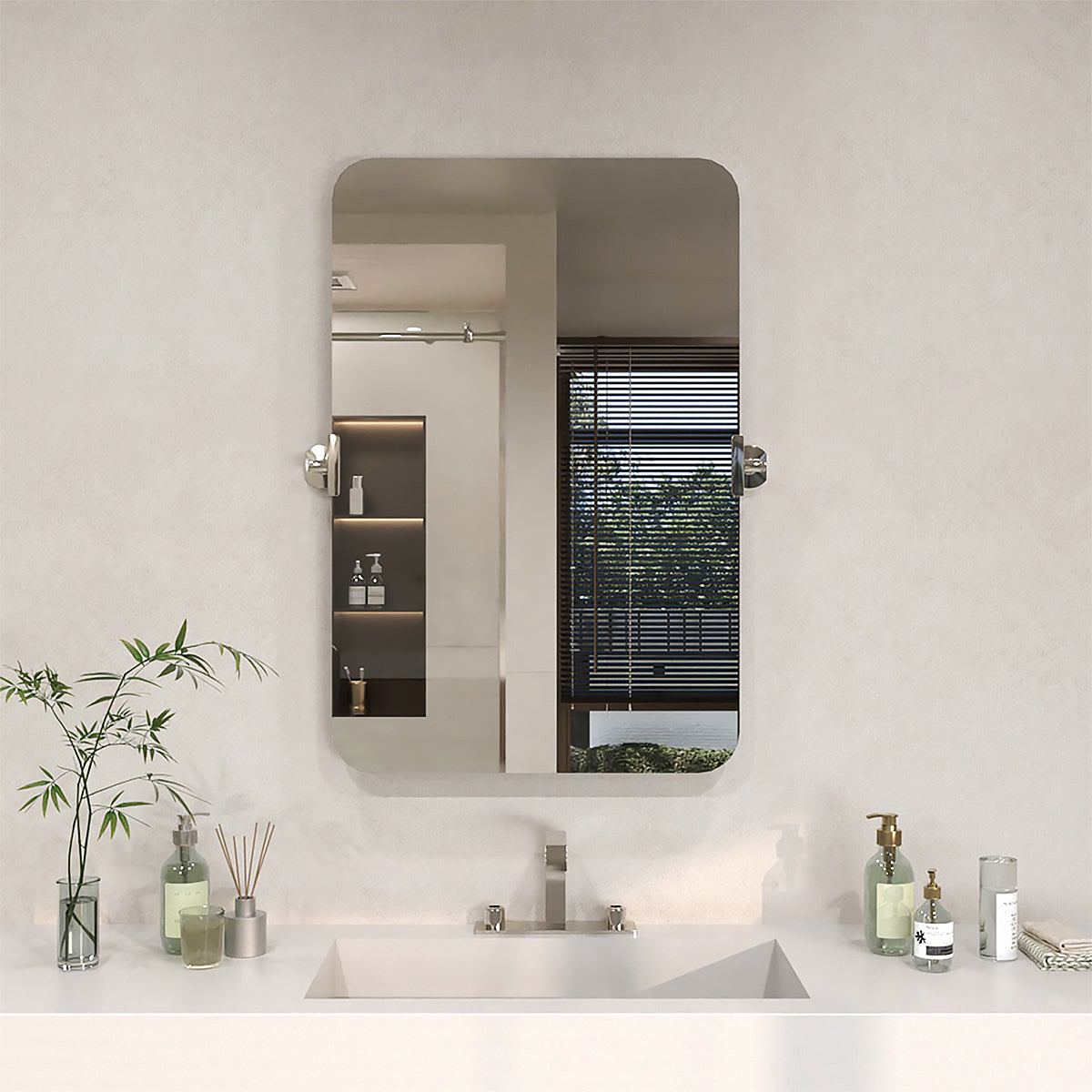 TaiMei 20 in. H x 30 in. W Rectangular Frameless Tilt Wall Mount Bathroom Vanity Mirror Chrome KH2030-CR-01_a278ed84-ddd2-41dc-b781-a3dd1b6c17d5