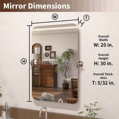 Angulus 20 in. W x 30 in. H Rectangular Frameless Tilt Wall Mount Bathroom Vanity Mirror KH2030-CR-03