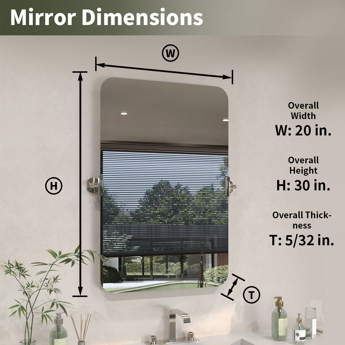TaiMei 20 in. H x 30 in. W Rectangular Frameless Tilt Wall Mount Bathroom Vanity Mirror KH2030-CR-03_2924ee6c-322a-4e74-b4e3-f818459f1547
