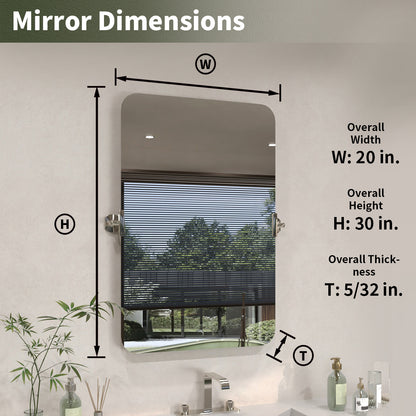 TaiMei 20 in. H x 30 in. W Rectangular Frameless Tilt Wall Mount Bathroom Vanity Mirror KH2030-CR-03_2924ee6c-322a-4e74-b4e3-f818459f1547