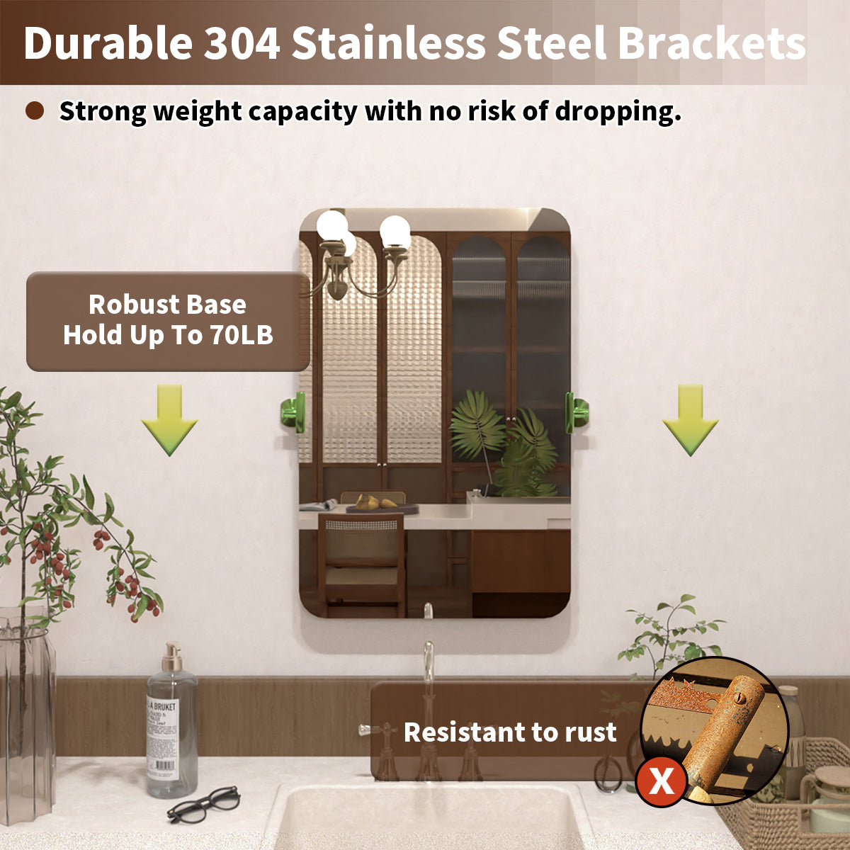 Angulus 20 in. W x 30 in. H Rectangular Frameless Tilt Wall Mount Bathroom Vanity Mirror KH2030-CR-04