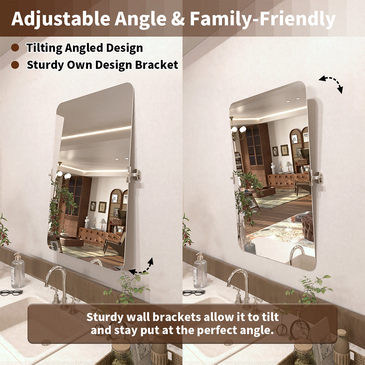 Angulus 20 in. W x 30 in. H Rectangular Frameless Tilt Wall Mount Bathroom Vanity Mirror KH2030-CR-07