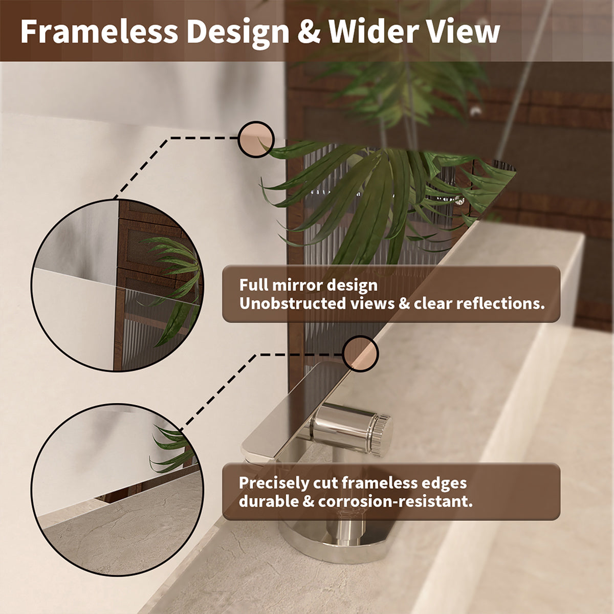 Angulus 20 in. W x 30 in. H Rectangular Frameless Tilt Wall Mount Bathroom Vanity Mirror KH2030-CR-09