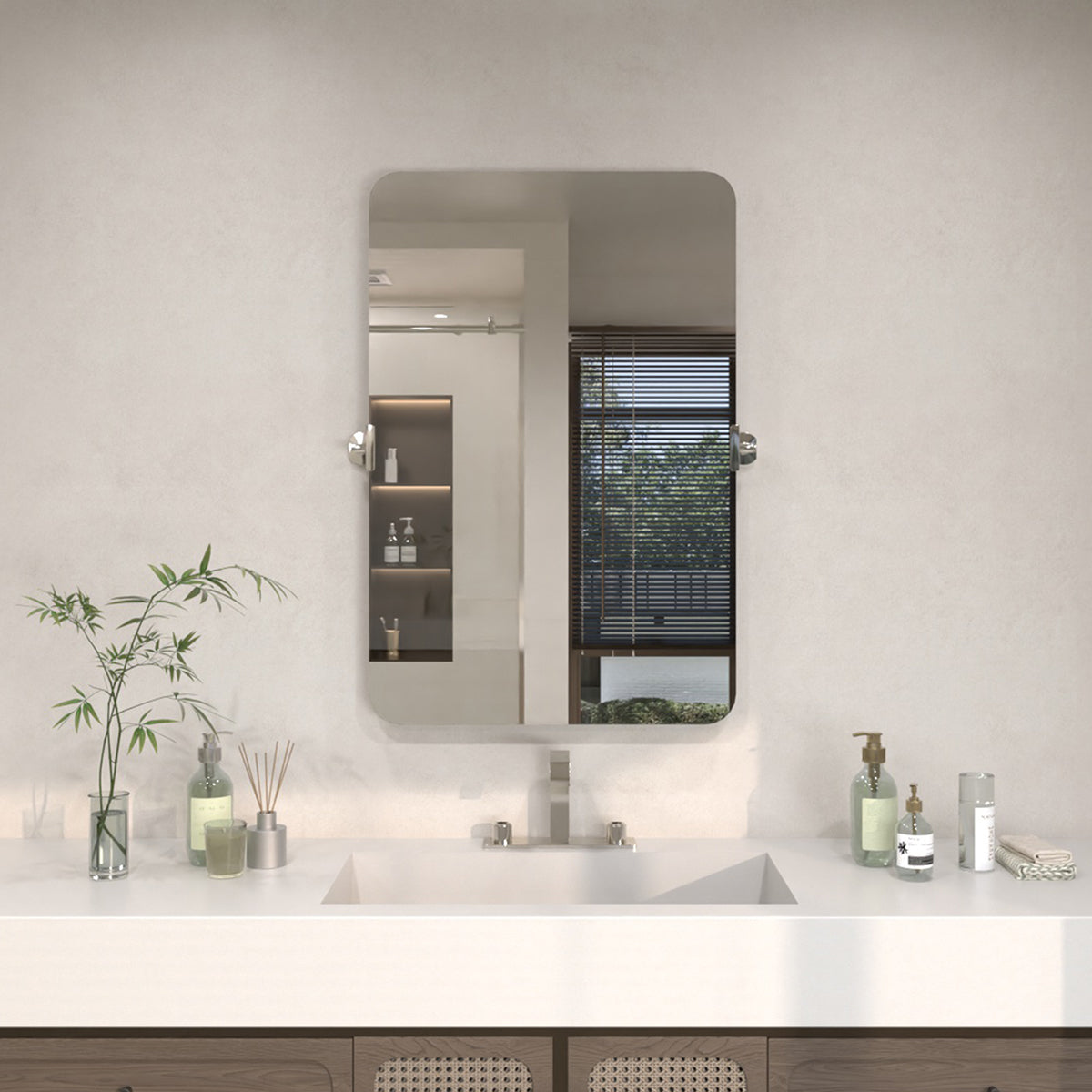 TaiMei 20 in. H x 30 in. W Rectangular Frameless Tilt Wall Mount Bathroom Vanity Mirror KH2030-CR-13_383d37c3-5d63-4336-a7da-beebc068907b