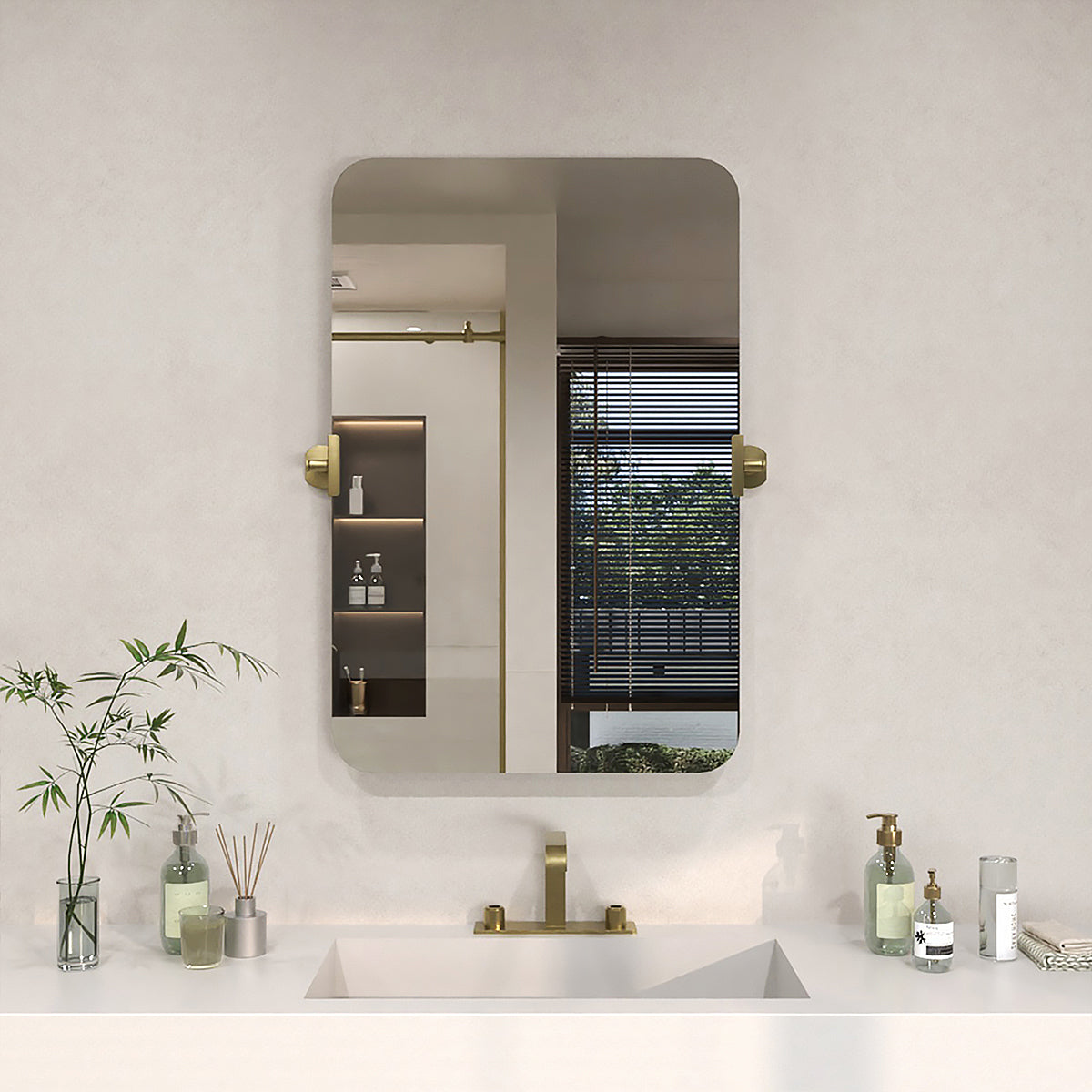TaiMei 20 in. H x 30 in. W Rectangular Frameless Tilt Wall Mount Bathroom Vanity Mirror Brushed Gold KH2030-GD-01_7ede7f96-7951-4fa4-b96d-b5d0087e2bc2