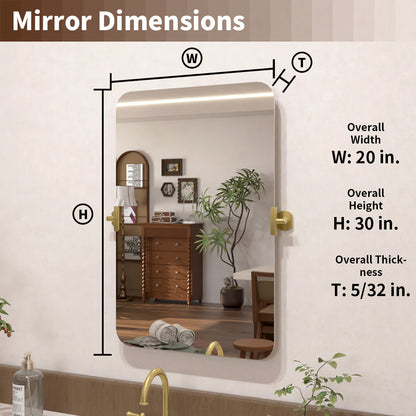 Angulus 20 in. W x 30 in. H Rectangular Frameless Tilt Wall Mount Bathroom Vanity Mirror KH2030-GD-03