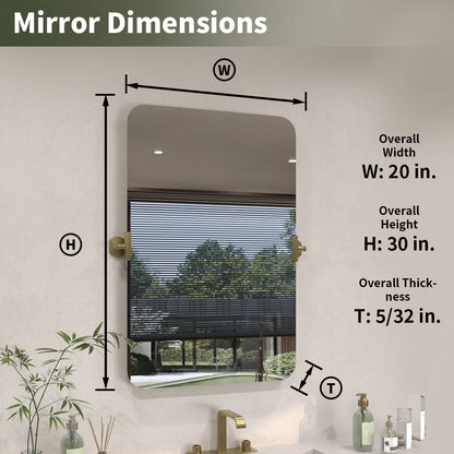 TaiMei 20 in. H x 30 in. W Rectangular Frameless Tilt Wall Mount Bathroom Vanity Mirror KH2030-GD-03_54926869-7612-44ac-9248-638bc94f389d