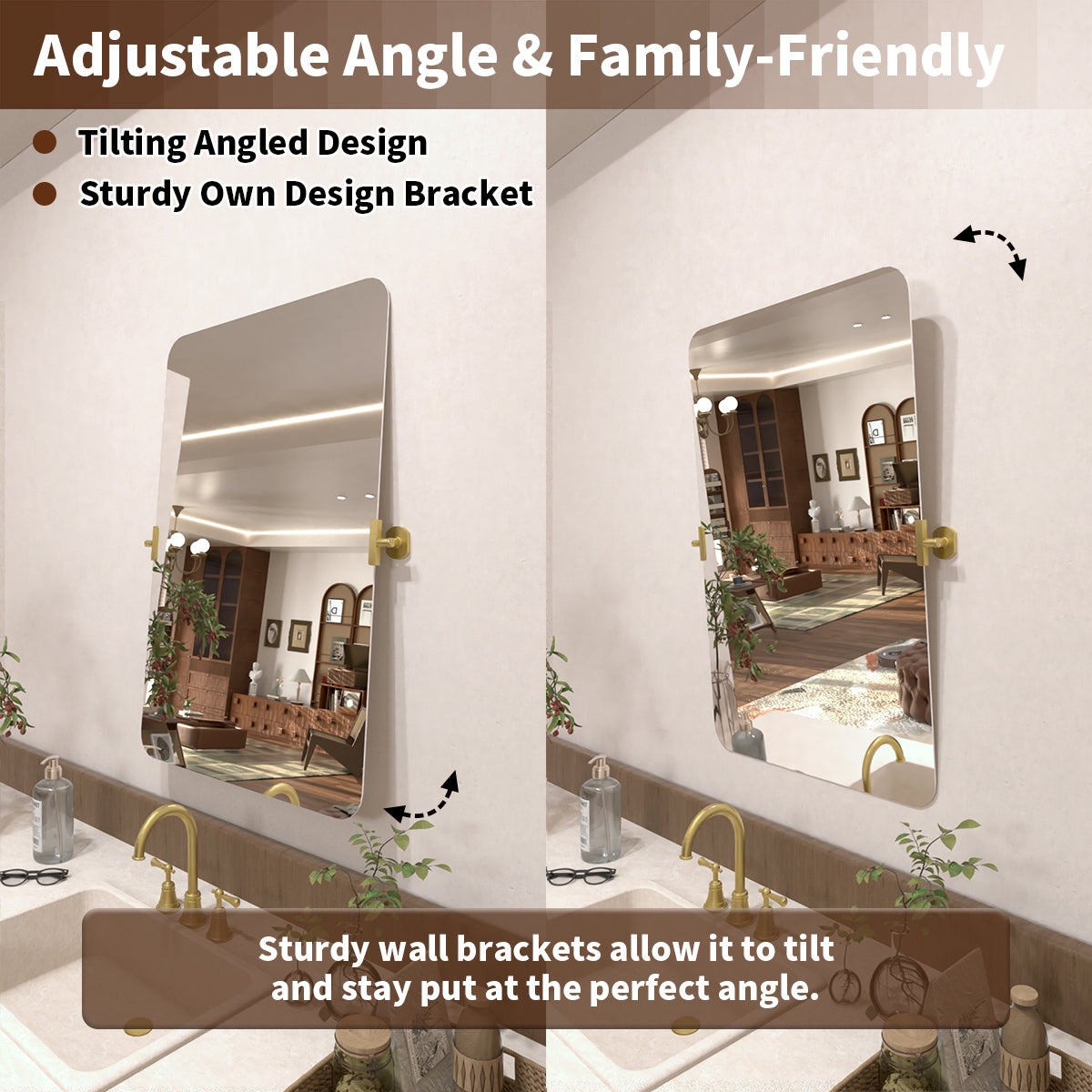Angulus 20 in. W x 30 in. H Rectangular Frameless Tilt Wall Mount Bathroom Vanity Mirror KH2030-GD-07