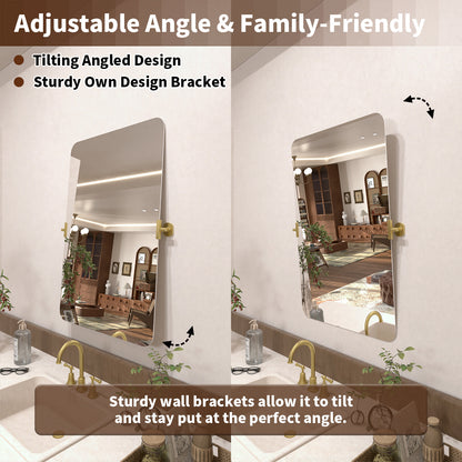 Angulus 20 in. W x 30 in. H Rectangular Frameless Tilt Wall Mount Bathroom Vanity Mirror KH2030-GD-07