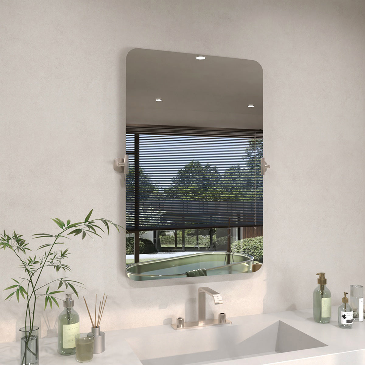 TaiMei 24 in. H x 36 in. W Rectangular Frameless Tilt Wall Mount Bathroom Vanity Mirror KH2436-BN-02_b2e911b7-5b85-494a-9c10-81e707827a19