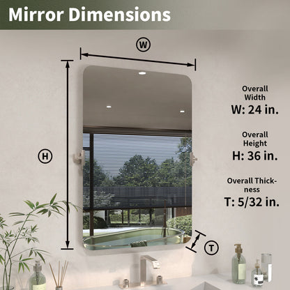 TaiMei 24 in. H x 36 in. W Rectangular Frameless Tilt Wall Mount Bathroom Vanity Mirror KH2436-BN-03_f4add3be-37e3-4c87-986b-457a19c55399