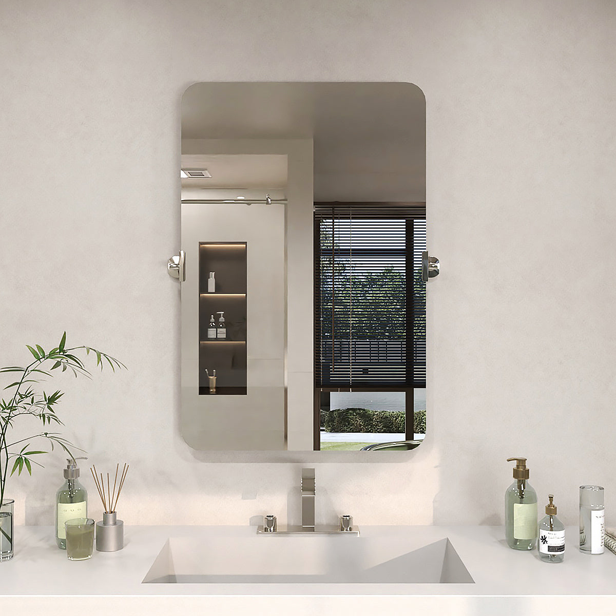 TaiMei 24 in. H x 36 in. W Rectangular Frameless Tilt Wall Mount Bathroom Vanity Mirror Chrome KH2436-CR-01_5fc3eb68-a399-45d8-b8bb-33ddc19b0ef0