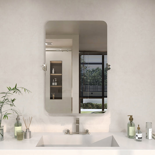 TaiMei 24 in. H x 36 in. W Rectangular Frameless Tilt Wall Mount Bathroom Vanity Mirror