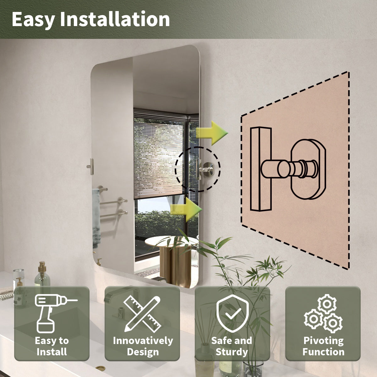 TaiMei 24 in. H x 36 in. W Rectangular Frameless Tilt Wall Mount Bathroom Vanity Mirror KH2436-CR-11_f4c8fd99-9939-4960-9ea9-4841e0e700dd