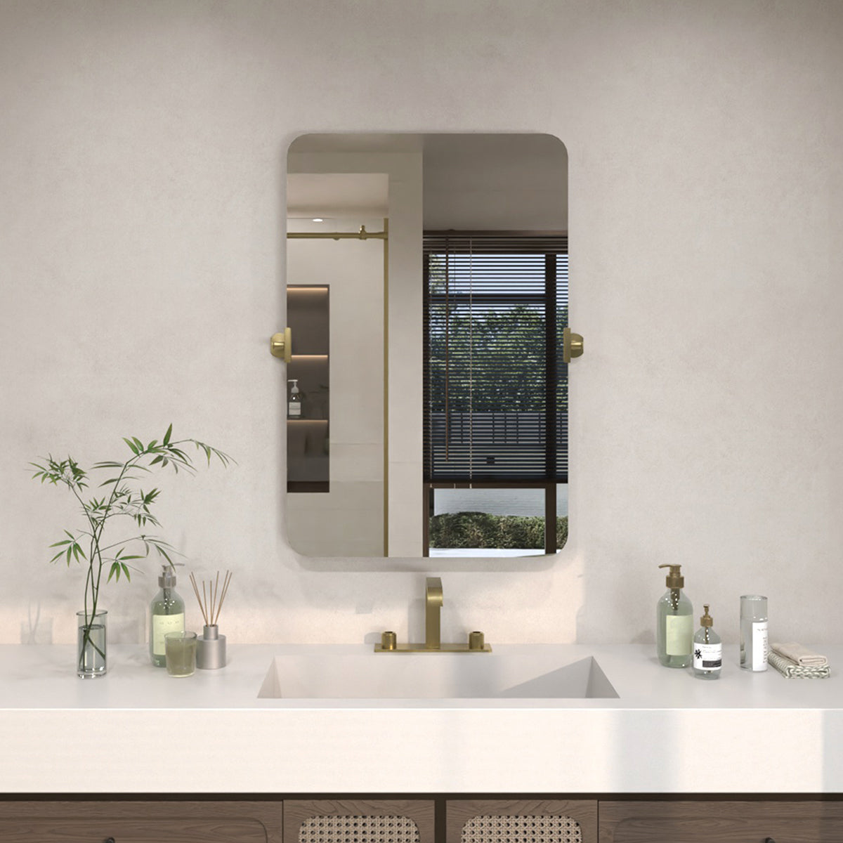 TaiMei 24 in. H x 36 in. W Rectangular Frameless Tilt Wall Mount Bathroom Vanity Mirror KH2436-GD-13_7f9ac21e-f80e-474d-8bd0-bd5c67b2ab61