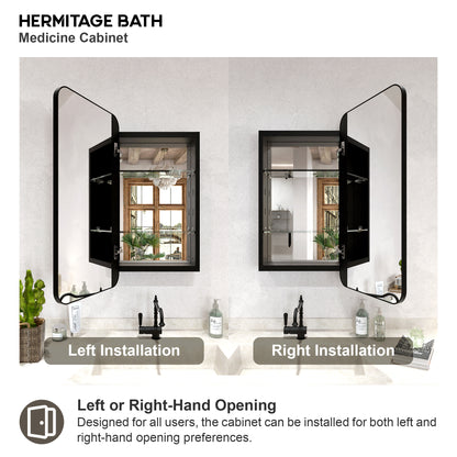 Rectangular Framed Recessed/Surface Mount Medicine Cabinet with Mirror in Matte Black
