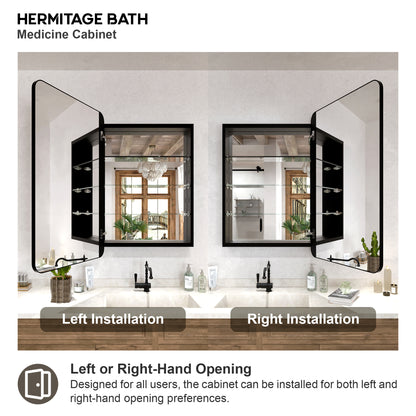 Rectangular Framed Recessed/Surface Mount Medicine Cabinet with Mirror in Matte Black