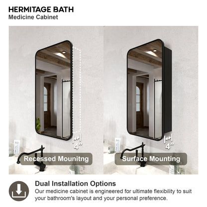 Rectangular Framed Recessed/Surface Mount Medicine Cabinet with Mirror in Matte Black