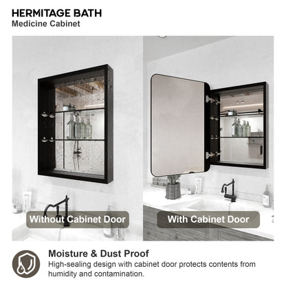 Rectangular Framed Recessed/Surface Mount Medicine Cabinet with Mirror in Matte Black