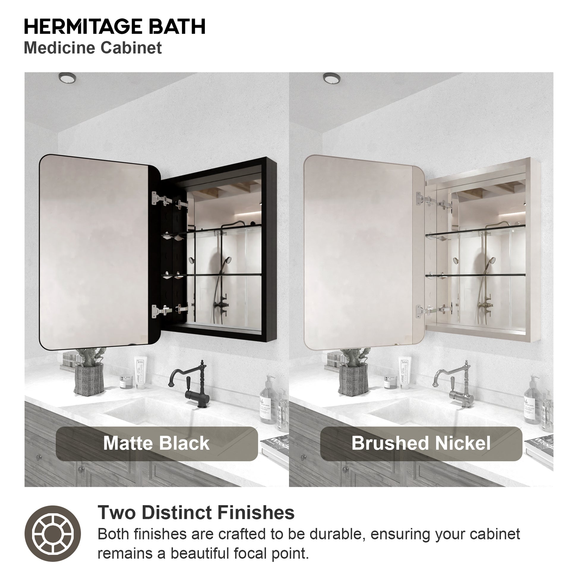 Rectangular Framed Recessed/Surface Mount Medicine Cabinet with Mirror in Matte Black MB-14_3aff65ad-270a-4825-a9e7-ba82888b4597
