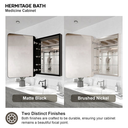 Rectangular Framed Recessed/Surface Mount Medicine Cabinet with Mirror in Matte Black
