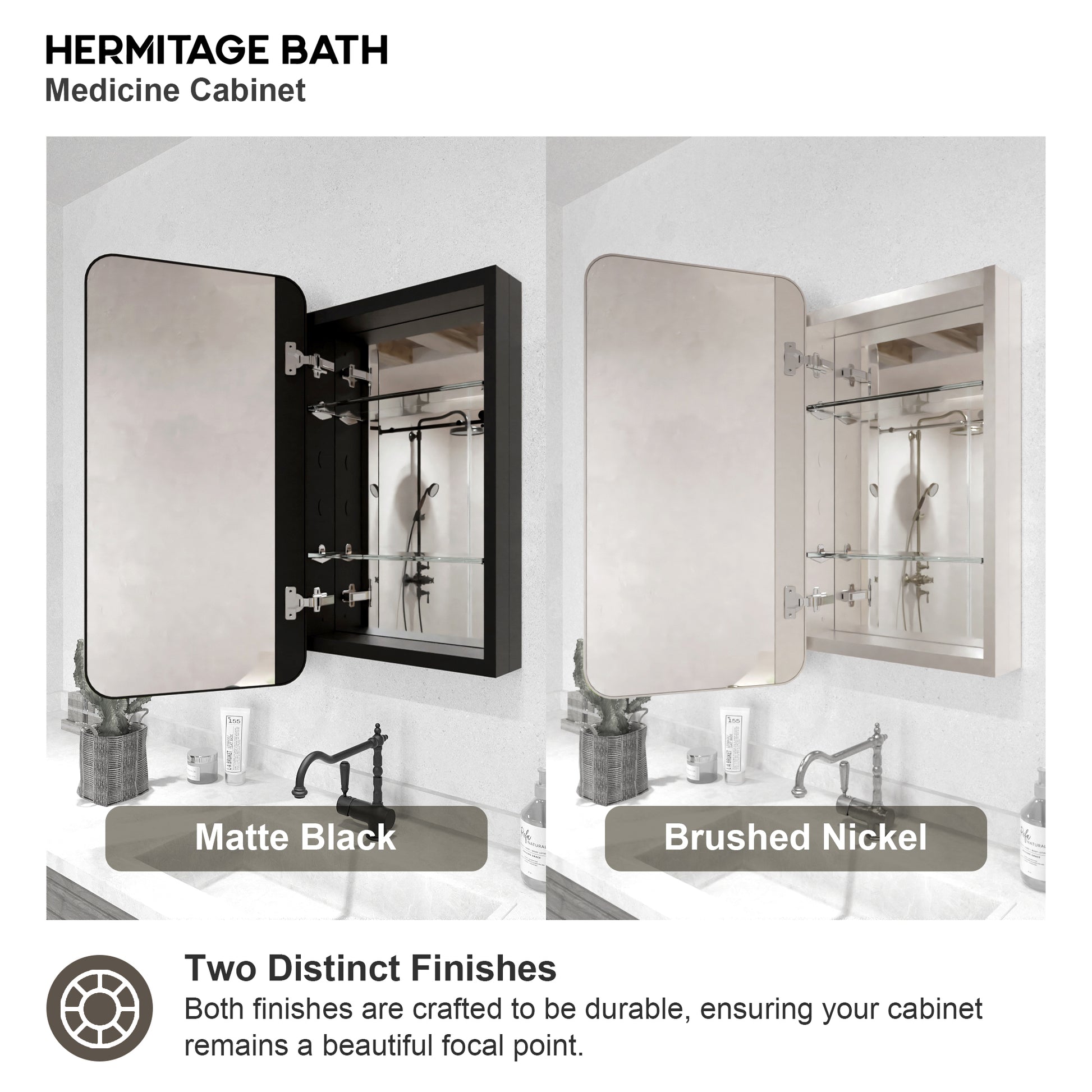 Rectangular Framed Recessed/Surface Mount Medicine Cabinet with Mirror in Matte Black MB-14_945fb83e-dc6d-458e-9497-2b227ad98a53