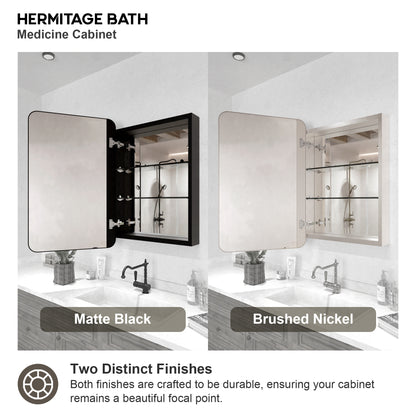 Rectangular Framed Recessed/Surface Mount Medicine Cabinet with Mirror in Matte Black