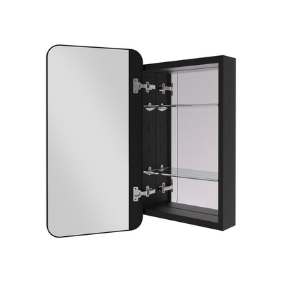 Rectangular Framed Recessed/Surface Mount Medicine Cabinet with Mirror in Matte Black