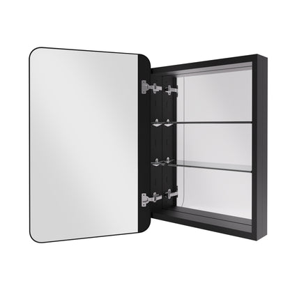 Rectangular Framed Recessed/Surface Mount Medicine Cabinet with Mirror in Matte Black