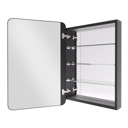 Rectangular Framed Recessed/Surface Mount Medicine Cabinet with Mirror in Matte Black