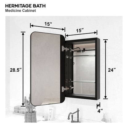Rectangular Framed Recessed/Surface Mount Medicine Cabinet with Mirror in Matte Black