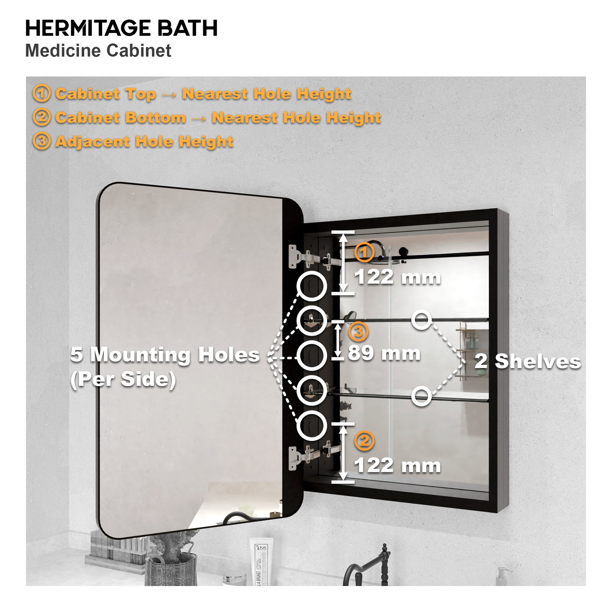 Rectangular Framed Recessed/Surface Mount Medicine Cabinet with Mirror in Matte Black MB-4_fcb3d650-247a-480c-a8fd-a12cb8cbd7c4