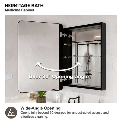 Rectangular Framed Recessed/Surface Mount Medicine Cabinet with Mirror in Matte Black