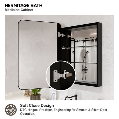 Rectangular Framed Recessed/Surface Mount Medicine Cabinet with Mirror in Matte Black