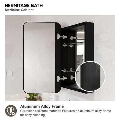 Rectangular Framed Recessed/Surface Mount Medicine Cabinet with Mirror in Matte Black