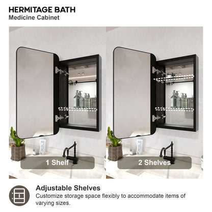 Rectangular Framed Recessed/Surface Mount Medicine Cabinet with Mirror in Matte Black