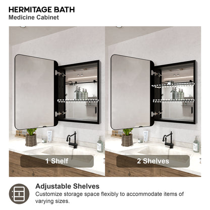 Rectangular Framed Recessed/Surface Mount Medicine Cabinet with Mirror in Matte Black