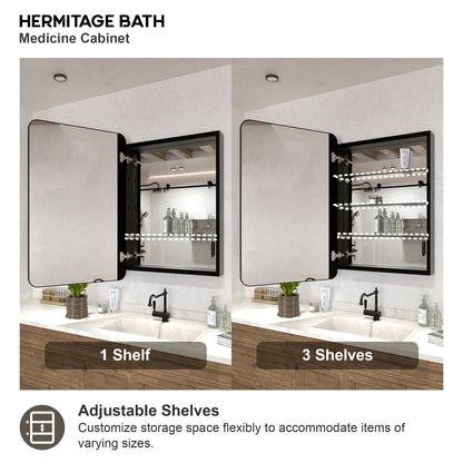 Rectangular Framed Recessed/Surface Mount Medicine Cabinet with Mirror in Matte Black