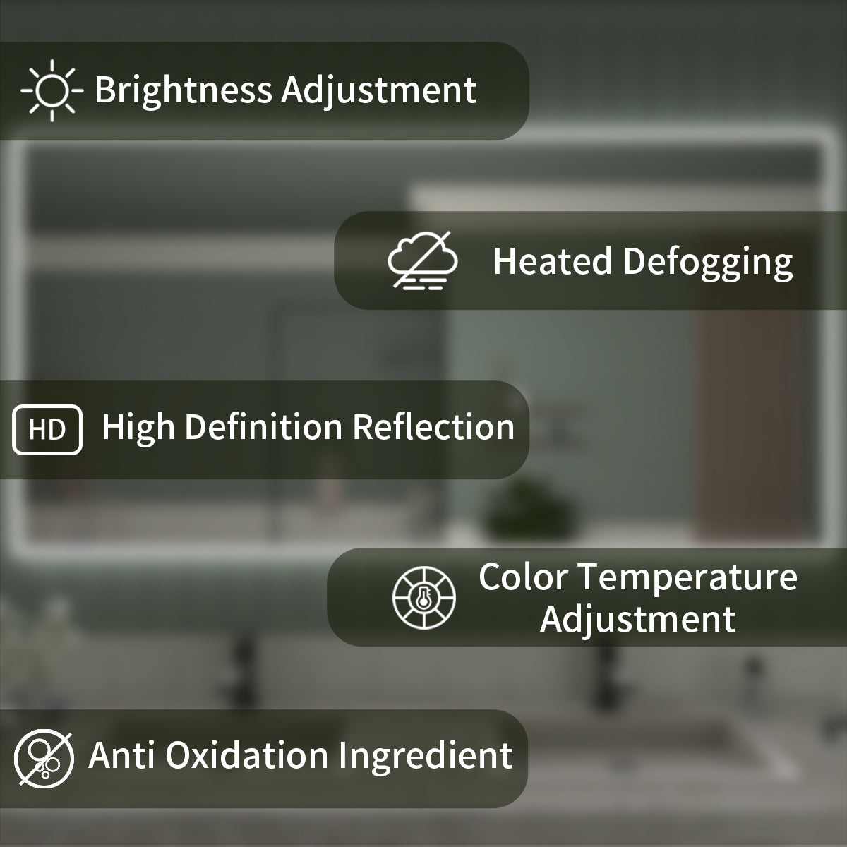 TaiMei LED Bathroom Vanity Mirror Anti-Fog Brightness Adjustable High-Definition ETL Certified MC04-7236-03