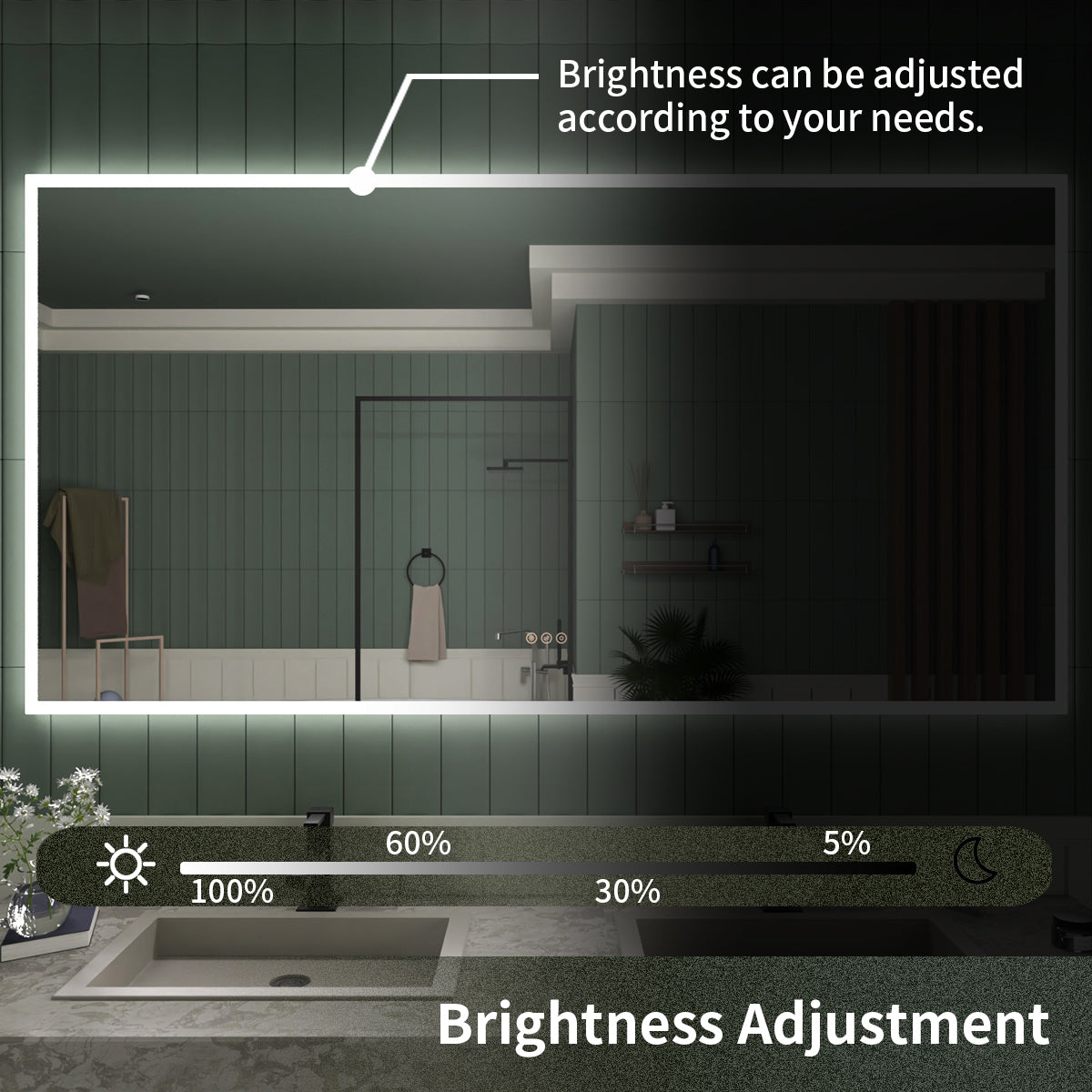 TaiMei LED Bathroom Vanity Mirror Anti-Fog Brightness Adjustable High-Definition ETL Certified MC04-7236-07